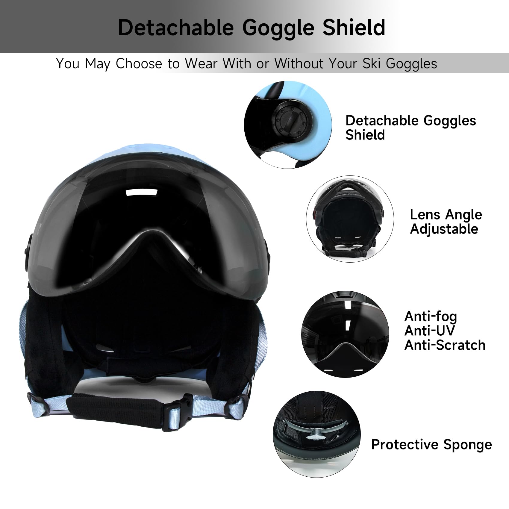 Amazon | バイザースキースノーボードヘルメット分離雪マスク反霧